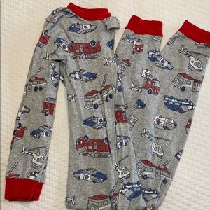 5T Zipup Firetruck Footless PJs